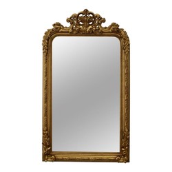 Casa Padrino Baroque Wall Mirror Gold 90 x H. 158 cm - Ornate Mirror with Decorative Crown Casa Padrino Baroque Wall Mirror Gold 90 x H. 158 cm - Ornate Mirror with Decorative Crown