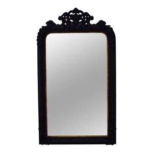 Casa Padrino Miroir Mural Baroque Noir 90 x H. 158 cm - Miroir d'Apparat à Couronne Décorative