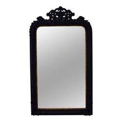 Casa Padrino Baroque Wall Mirror Black 90 x H. 158 cm - Ornate Mirror with Decorative Crown Casa Padrino Baroque Wall Mirror Black 90 x H. 158 cm - Ornate Mirror with Decorative Crown