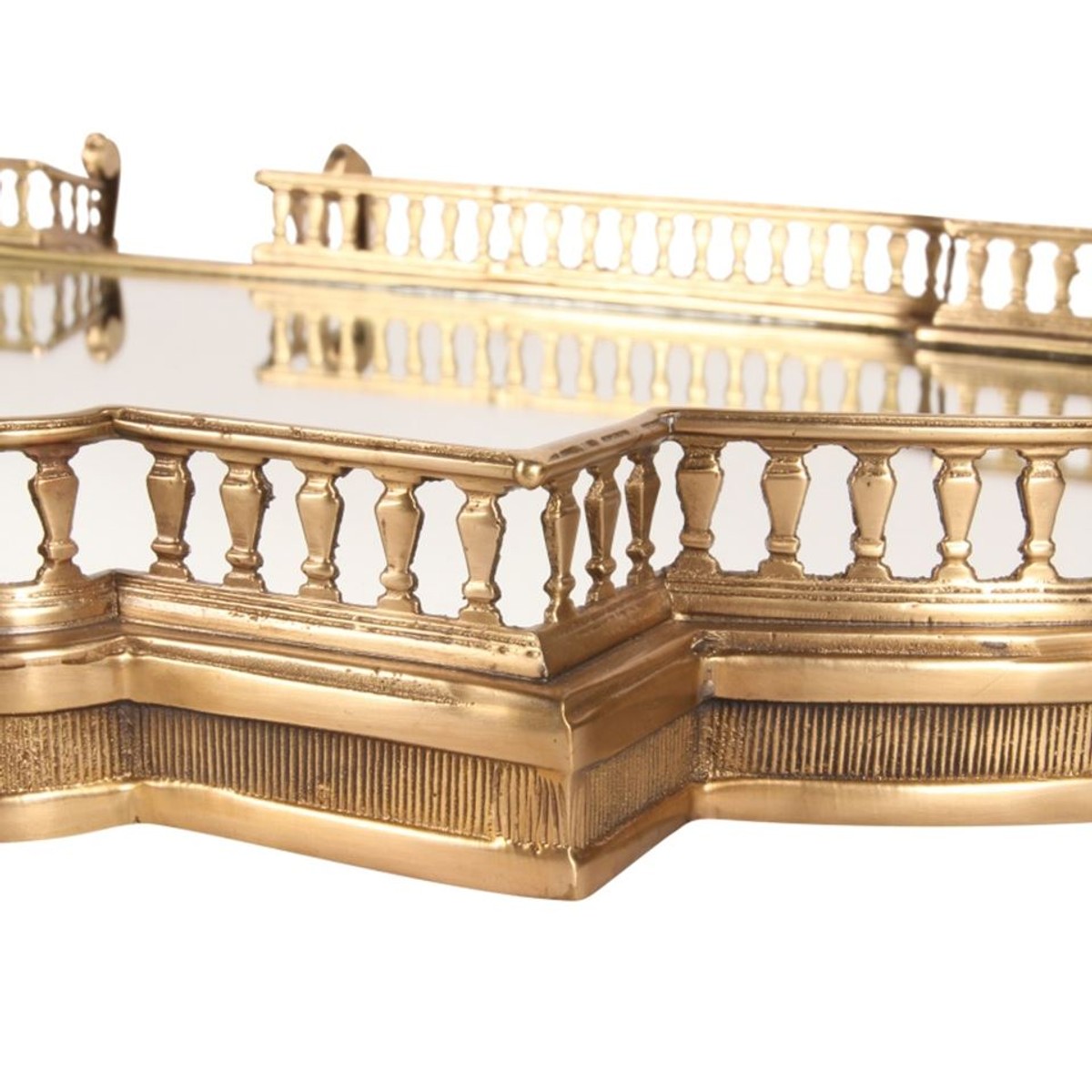 Casa Padrino Plateau de Service de Luxe Laiton / Miroir 85 x 51 x H. 8 cm - Plateau Ovale à Galerie Casa Padrino Plateau de Service de Luxe Laiton / Miroir 85 x 51 x H. 8 cm - Plateau Ovale à Galerie