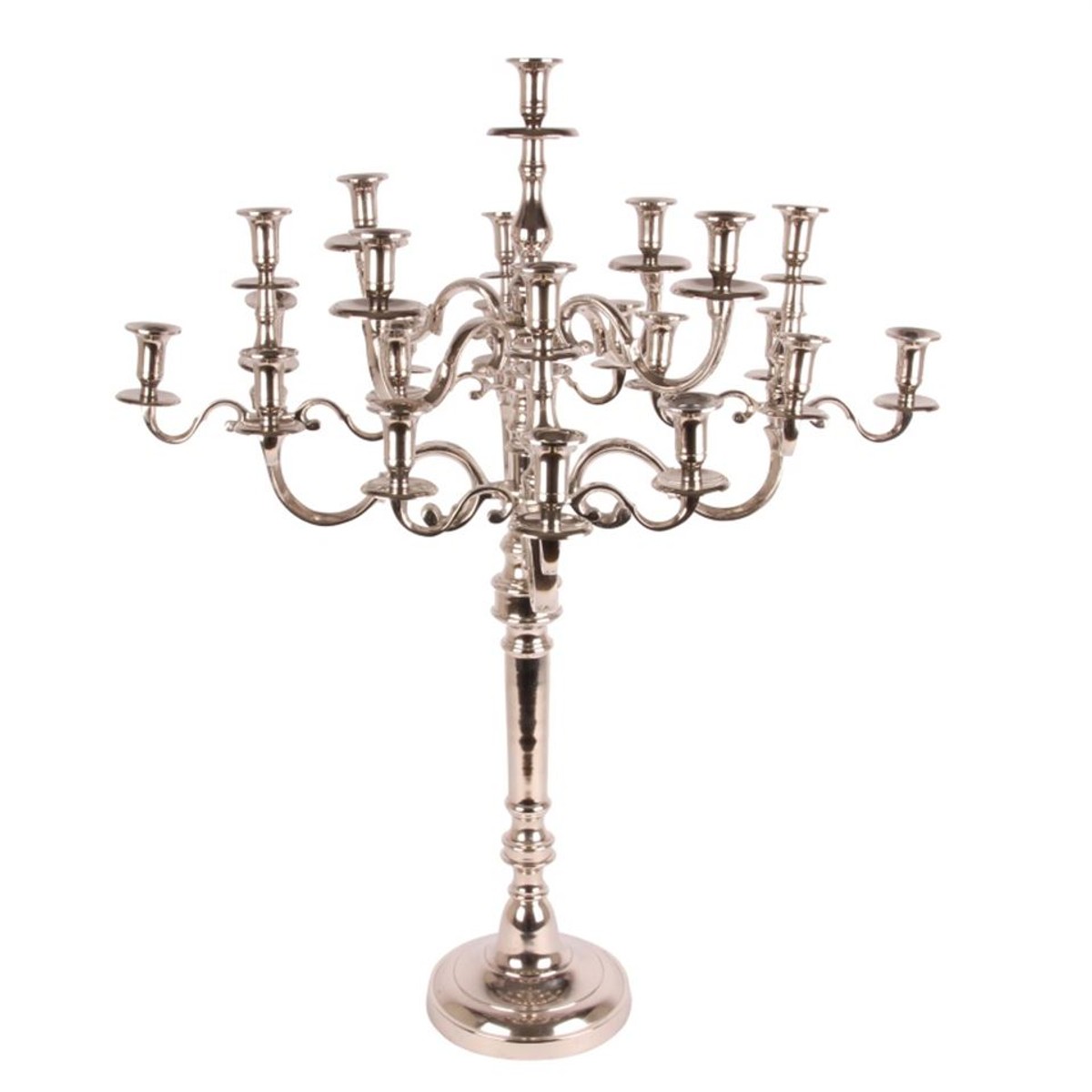 Casa Padrino Chandelier de Luxe Argent Ø 80 x H. 100 cm - Candélabre à 25 Bras Casa Padrino Chandelier de Luxe Argent Ø 80 x H. 100 cm - Candélabre à 25 Bras