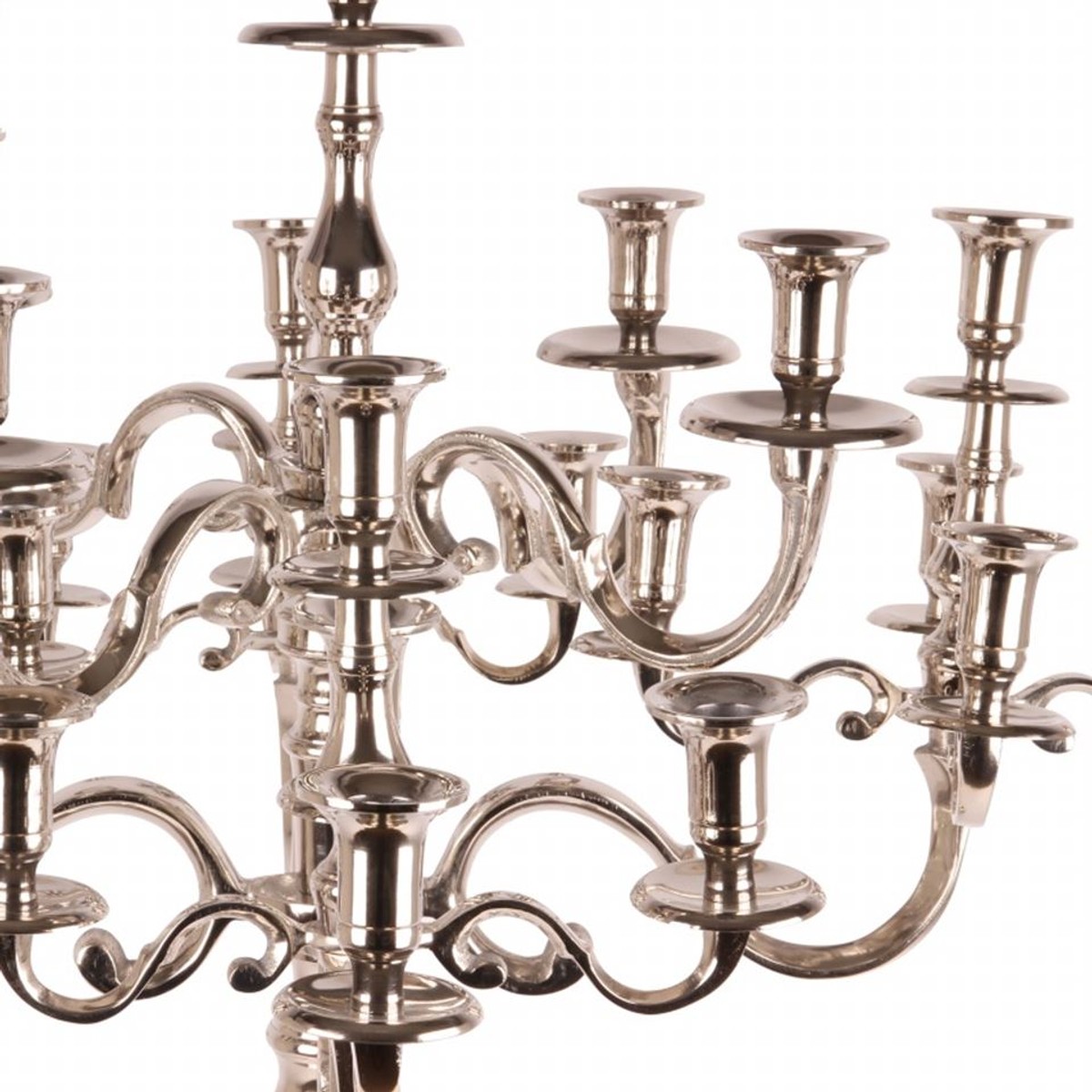 Casa Padrino Chandelier de Luxe Argent Ø 80 x H. 100 cm - Candélabre à 25 Bras Casa Padrino Chandelier de Luxe Argent Ø 80 x H. 100 cm - Candélabre à 25 Bras