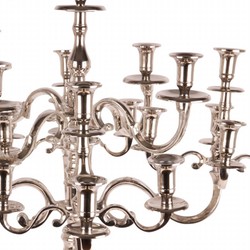 Casa Padrino Chandelier de Luxe Argent Ø 80 x H. 100 cm - Candélabre à 25 Bras Casa Padrino Chandelier de Luxe Argent Ø 80 x H. 100 cm - Candélabre à 25 Bras