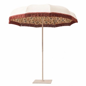 Casa Padrino Parasol de Luxe Style Années 70 avec Motif Floral Naturel / Multicolore / Bordeaux Ø 150 x H. 240 cm - Fabriqué en Italie