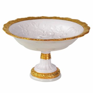 Casa Padrino Luxury Baroque Decorative Porcelain Bowl White / Gold Ø 18 x H. 11 cm - Handcrafted Bowl with 24-Karat Gold Plating - Made in Italy