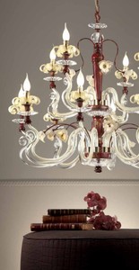 Casa Padrino Barock Kronleuchter Antikrot Gold Ø 105 x H. 90 cm 12-flammig - Handgefertigte Leuchte aus Italien - Barock Leuchten