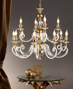 Casa Padrino Barock Kronleuchter Gold Ø 95 x H. 90 cm 12-flammig - Handgefertigte Leuchte aus Italien - Barock Leuchten