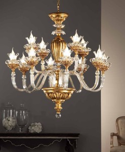 Casa Padrino Barock Kronleuchter Gold Ø 90 x H. 95 cm 12-flammig - Handgefertigte Leuchte aus Italien - Barock Leuchten