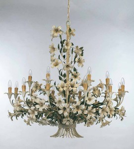 Casa Padrino Barock Kronleuchter Grün Creme Ø 127 x H. 113 cm 18-flammig - Handgefertigte Leuchte aus Italien - Barock Leuchten