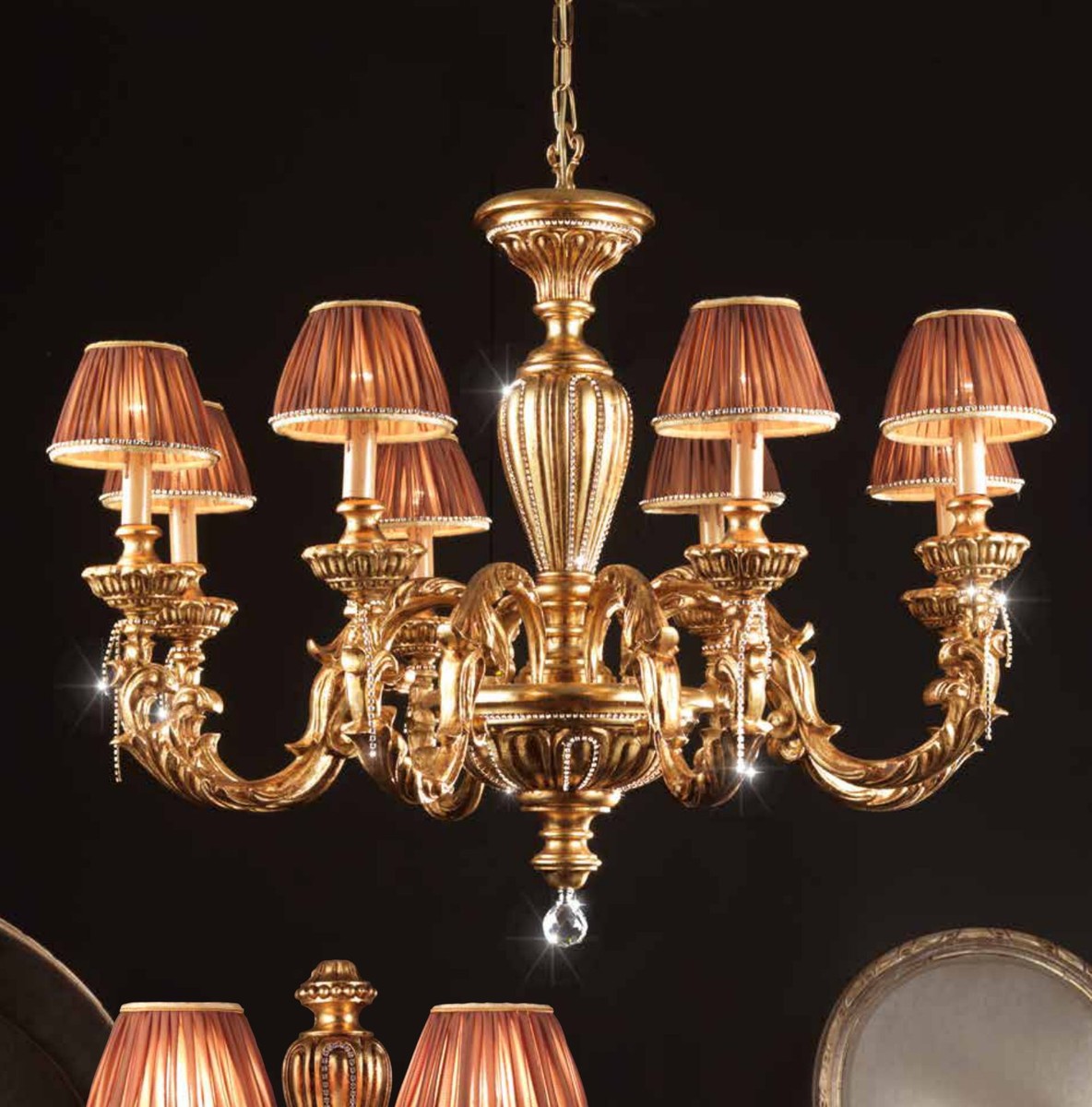 Casa Padrino Lustre Baroque Ø 95 x H. 70 cm 8 lumières - Luminaire Italien Fait Main - Luminaires Baroques Casa Padrino Lustre Baroque Ø 95 x H. 70 cm 8 lumières - Luminaire Italien Fait Main - Luminaires Baroques