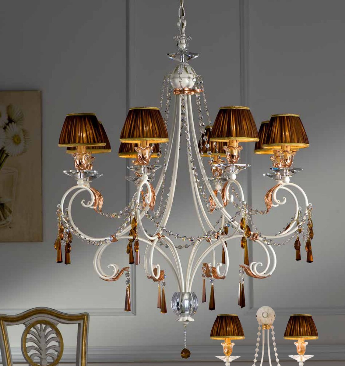 Casa Padrino Lustre Baroque Ø 85 x H. 105 cm 8 lumières - Luminaire Italien Fait Main - Luminaires Baroques Casa Padrino Lustre Baroque Ø 85 x H. 105 cm 8 lumières - Luminaire Italien Fait Main - Luminaires Baroques
