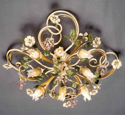 Casa Padrino Lámpara de Techo Barroco Ø 80 x Pr. 25 cm 8 luces - Lampara Italiana Hecha a Mano - Lamparas Barrocas