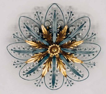 Casa Padrino Plafonnier Baroque Ø 85 x P. 20 cm 12 lumières - Luminaire Italien Fait Main - Luminaires Baroques