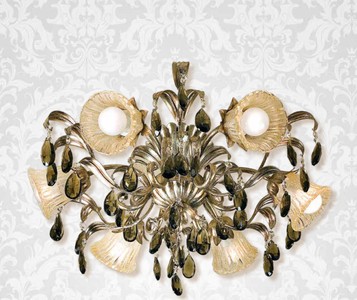 Casa Padrino Plafonnier Baroque Ø 55 x P. 25 cm 6 lumières - Luminaire Italien Fait Main - Luminaires Baroques