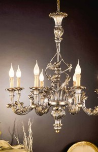 Casa Padrino Barock Kronleuchter Silber Gold Ø 75 x H. 85 cm 8-flammig - Handgefertigte Leuchte aus Italien - Barock Leuchten Casa Padrino Barock Kronleuchter Silber Gold Ø 75 x H. 85 cm 8-flammig - Handgefertigte Leuchte aus Italien - Barock Leuchten