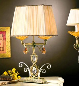 Casa Padrino Lámpara de Mesa Barroco An. 40 x Pr. 30 x Al. 65 cm 2 luces - Lampara Italiana Hecha a Mano - Lamparas Barrocas
