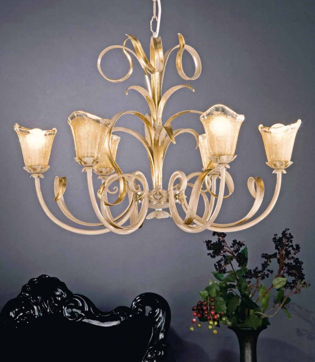 Casa Padrino Lustre Baroque Ø 65 x H. 60 cm 6 lumières - Luminaire Italien Fait Main - Luminaires Baroques Casa Padrino Lustre Baroque Ø 65 x H. 60 cm 6 lumières - Luminaire Italien Fait Main - Luminaires Baroques
