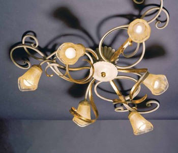 Casa Padrino Plafonnier Baroque Ø 75 x P. 25 cm 6 lumières - Luminaire Italien Fait Main - Luminaires Baroques