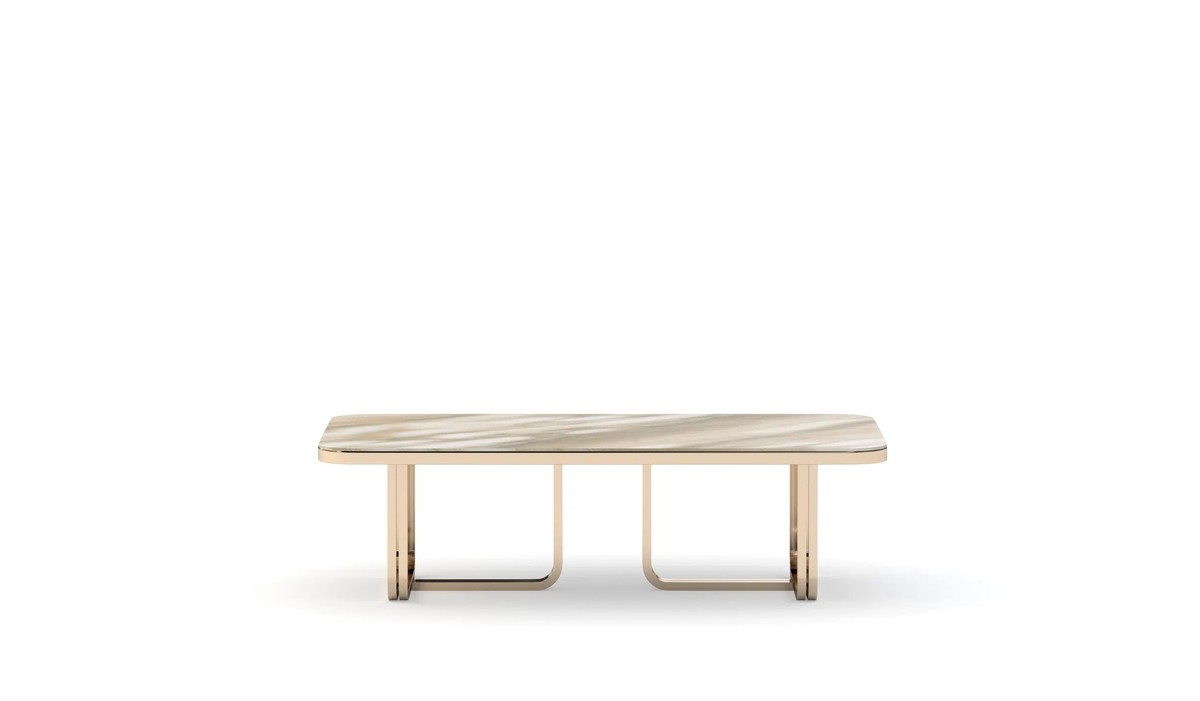 Casa Padrino Luxus Couchtisch Weiß / Beige - Hochwertige Verarbeitung - Moderne Wohnzimmer Möbel - Luxus Qualität