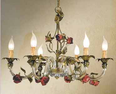 Casa Padrino Lámpara de Araña Barroco Ø 70 x Al. 55 cm 6 luces - Lampara Italiana Hecha a Mano - Lamparas Barrocas