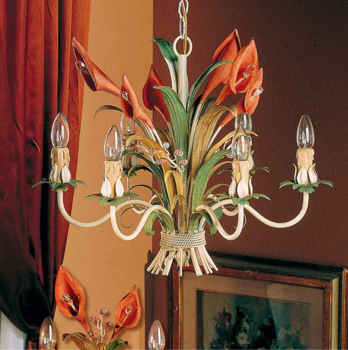 Casa Padrino Lámpara de Araña Barroco Ø 60 x Al. 45 cm 6 luces - Lampara Italiana Hecha a Mano - Lamparas Barrocas Casa Padrino Lámpara de Araña Barroco Ø 60 x Al. 45 cm 6 luces - Lampara Italiana Hecha a Mano - Lamparas Barrocas