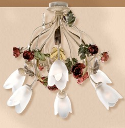 Casa Padrino Lámpara de Techo Barroco Ø 70 x Al. 55 cm 6 luces - Lampara Italiana Hecha a Mano - Lamparas Barrocas