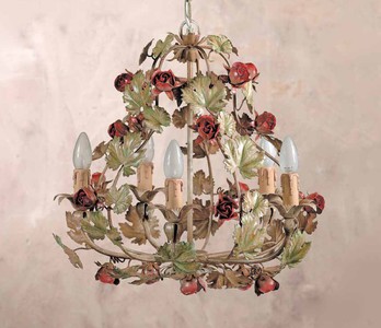 Casa Padrino Lámpara de Araña Barroco Ø 46 x Al. 48 cm 5 luces - Lampara Italiana Hecha a Mano - Lamparas Barrocas