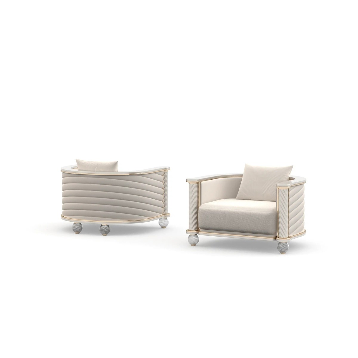Casa Padrino Luxus Sessel Klassisch Grau / Beige - Hochwertige Verarbeitung - Moderne Wohnzimmer Möbel - Luxus Qualität