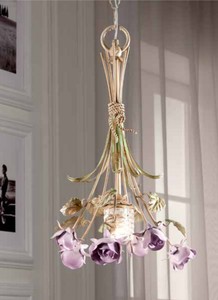 Casa Padrino Baroque Chandelier Ø 15 x H. 45 cm 1 lights - Handmade Italian Light - Baroque Lights