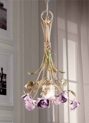 Casa Padrino Barock Kronleuchter Grün Gold Lila Ø 15 x H. 45 cm 1-flammig - Handgefertigte Leuchte aus Italien - Barock Leuchten Casa Padrino Barock Kronleuchter Grün Gold Lila Ø 15 x H. 45 cm 1-flammig - Handgefertigte Leuchte aus Italien - Barock Leuchten