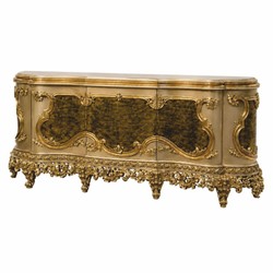 Casa Padrino credenza barocco di lusso in legno massello con 3 ante grigio / verde / nero / oro 260 cm - Magnifico mobile barocco