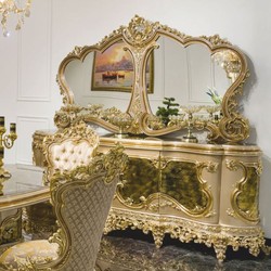 Casa Padrino credenza barocco di lusso in legno massello con 3 ante grigio / verde / nero / oro 260 cm - Magnifico mobile barocco