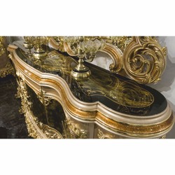Casa Padrino credenza barocco di lusso in legno massello con 3 ante grigio / verde / nero / oro 260 cm - Magnifico mobile barocco