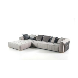 Casa Padrino Luxus Ecksofa Weiß / Grau - Hochwertige Verarbeitung - Moderne Wohnzimmer Möbel - Luxus Qualität Casa Padrino Luxus Ecksofa Weiß / Grau - Hochwertige Verarbeitung - Moderne Wohnzimmer Möbel - Luxus Qualität