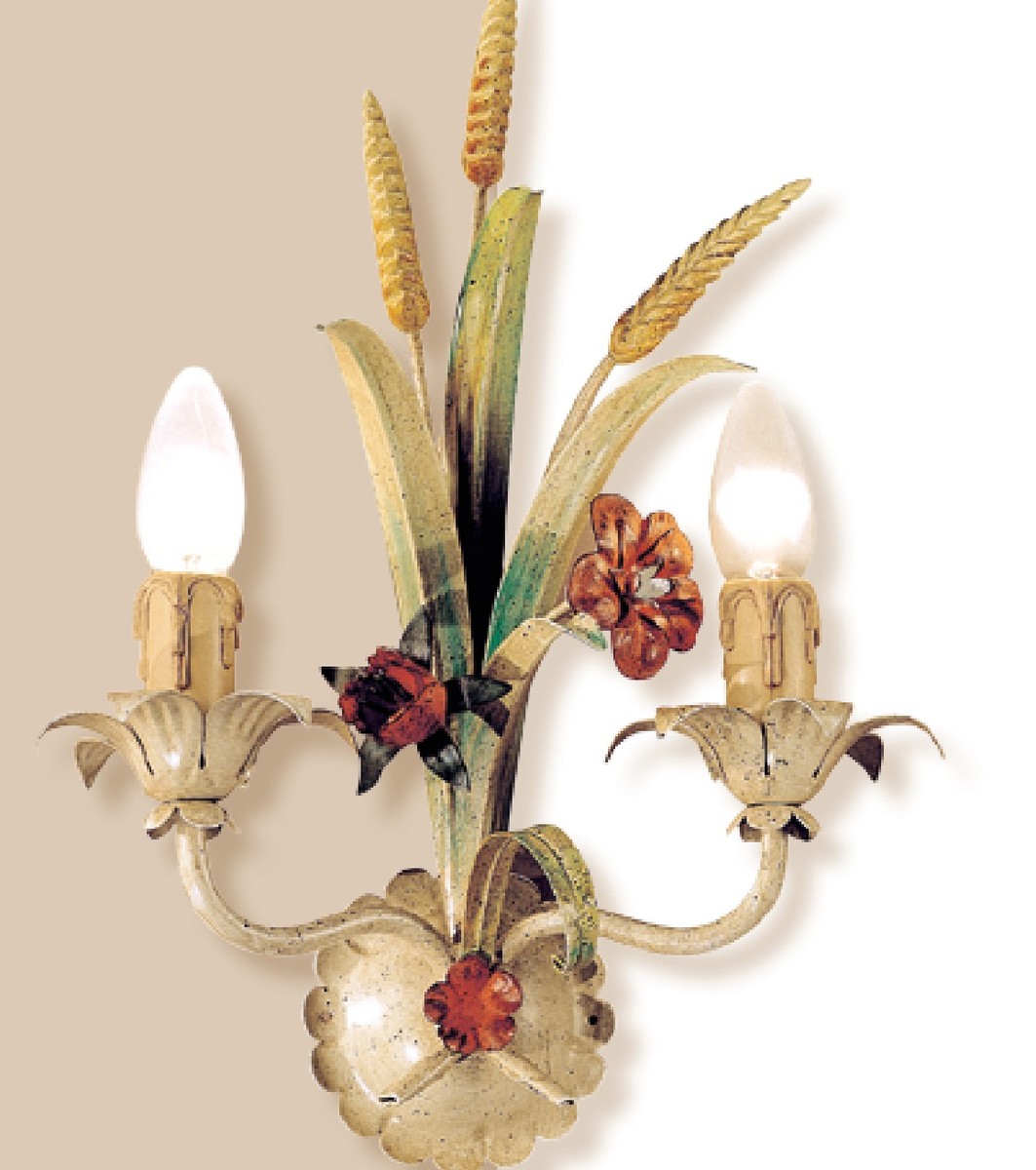Casa Padrino Barock Wandleuchte Creme B. 29 x T. 29 cm 2-flammig - Handgefertigte Leuchte aus Italien - Barock Leuchten Casa Padrino Barock Wandleuchte Creme B. 29 x T. 29 cm 2-flammig - Handgefertigte Leuchte aus Italien - Barock Leuchten