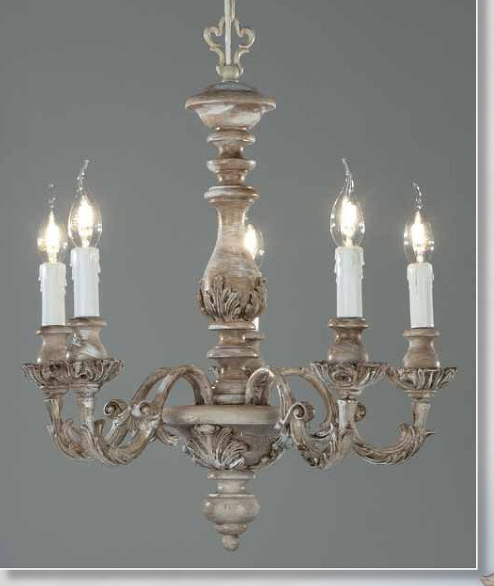 Casa Padrino Barock Kronleuchter Ø 52 x H. 55 cm 5-flammig - Handgefertigte Leuchte aus Italien - Barock Leuchten Casa Padrino Barock Kronleuchter Ø 52 x H. 55 cm 5-flammig - Handgefertigte Leuchte aus Italien - Barock Leuchten