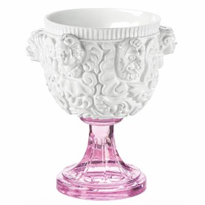 Casa Padrino Luxury Baroque Porcelain Champagne Cooler with Crystal Glass White / Pink H. 35 cm - Made in Italy