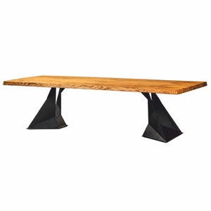 Casa Padrino Luxury Dining Table Natural / Black 300 cm - Dining Table with Oak Planks and Steel Legs - Dining Room Furniture