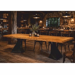 Casa Padrino table de salle à manger de luxe naturel / noir 300 cm - Table de salle à manger avec plateau en chêne et pieds en acier