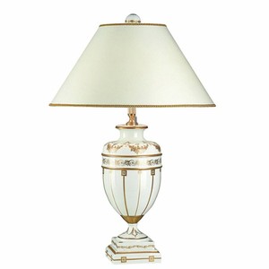 Casa Padrino Luxury Baroque Porcelain Table Lamp White / Gold H. 81 cm - Baroque Porcelain Desk Lamp - Made in Italy