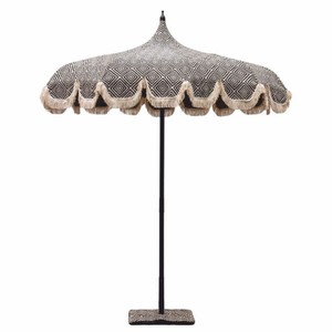 Casa Padrino Sombrilla de Lujo Estilo Años 70 Negro / Blanco / Beige Ø 220 x Al. 240 cm - Hecha en Italia Casa Padrino Sombrilla de Lujo Estilo Años 70 Negro / Blanco / Beige Ø 220 x Al. 240 cm - Hecha en Italia
