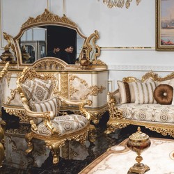 Prunkvolles Luxus Barock Sideboard mit Spiegel Weiß Gold Braun