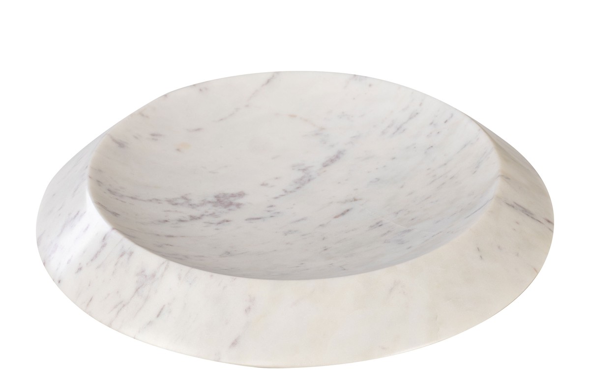 Casa Padrino Luxury Marble Bowl White / Purple 35.5 x 35.5 x H. 7.5 cm - Flat Round Decorative Bowl made of High Quality Purple White Marble - Luxury Decorative Accessories Casa Padrino Luxury Marble Bowl White / Purple 35.5 x 35.5 x H. 7.5 cm - Flat Round Decorative Bowl made of High Quality Purple White Marble - Luxury Decorative Accessories
