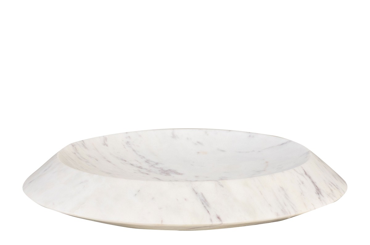 Casa Padrino Luxury Marble Bowl White / Purple 35.5 x 35.5 x H. 7.5 cm - Flat Round Decorative Bowl made of High Quality Purple White Marble - Luxury Decorative Accessories Casa Padrino Luxury Marble Bowl White / Purple 35.5 x 35.5 x H. 7.5 cm - Flat Round Decorative Bowl made of High Quality Purple White Marble - Luxury Decorative Accessories