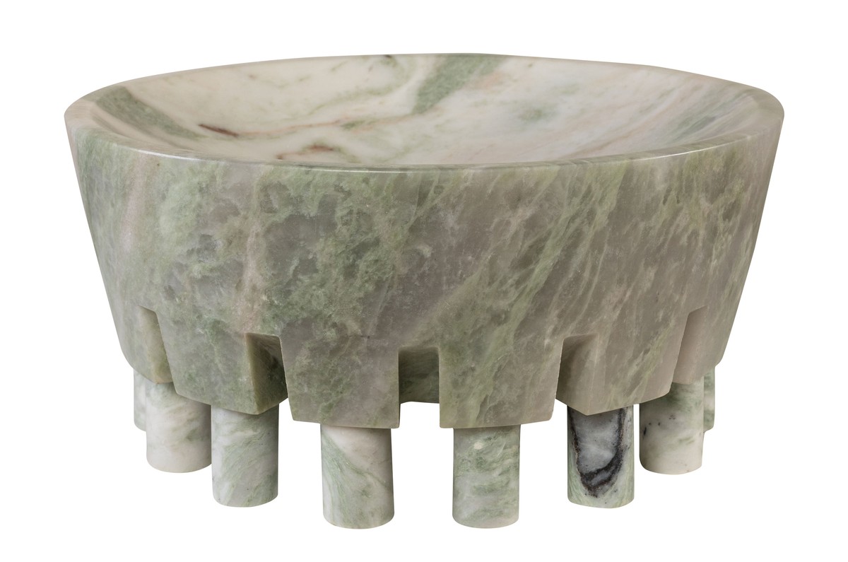 Casa Padrino Cuenco de Mármol de Lujo Verde 36 x 36 x H. 17,5 cm - Cuenco Grande sobre Pie en Forma de Columna de Ónix Indian Green de Alta Calidad - Accesorios Decorativos de Lujo Casa Padrino Cuenco de Mármol de Lujo Verde 36 x 36 x H. 17,5 cm - Cuenco Grande sobre Pie en Forma de Columna de Ónix Indian Green de Alta Calidad - Accesorios Decorativos de Lujo