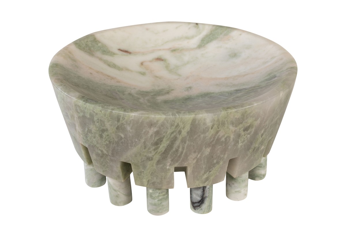 Casa Padrino Cuenco de Mármol de Lujo Verde 36 x 36 x H. 17,5 cm - Cuenco Grande sobre Pie en Forma de Columna de Ónix Indian Green de Alta Calidad - Accesorios Decorativos de Lujo Casa Padrino Cuenco de Mármol de Lujo Verde 36 x 36 x H. 17,5 cm - Cuenco Grande sobre Pie en Forma de Columna de Ónix Indian Green de Alta Calidad - Accesorios Decorativos de Lujo