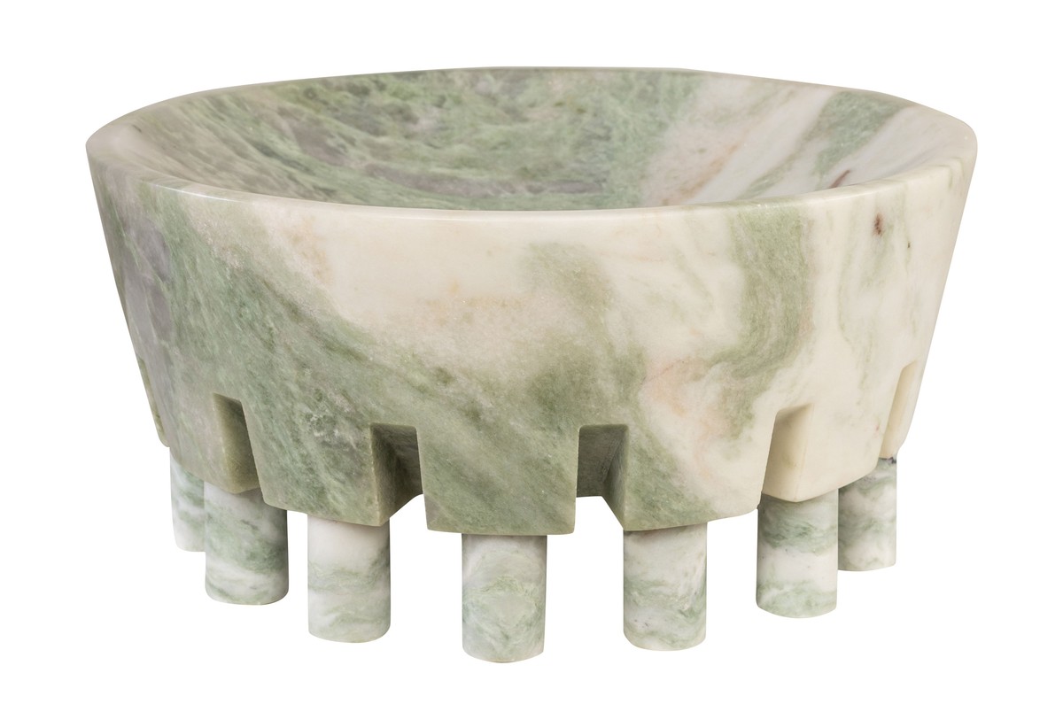 Casa Padrino Cuenco de Mármol de Lujo Verde 36 x 36 x H. 17,5 cm - Cuenco Grande sobre Pie en Forma de Columna de Ónix Indian Green de Alta Calidad - Accesorios Decorativos de Lujo Casa Padrino Cuenco de Mármol de Lujo Verde 36 x 36 x H. 17,5 cm - Cuenco Grande sobre Pie en Forma de Columna de Ónix Indian Green de Alta Calidad - Accesorios Decorativos de Lujo