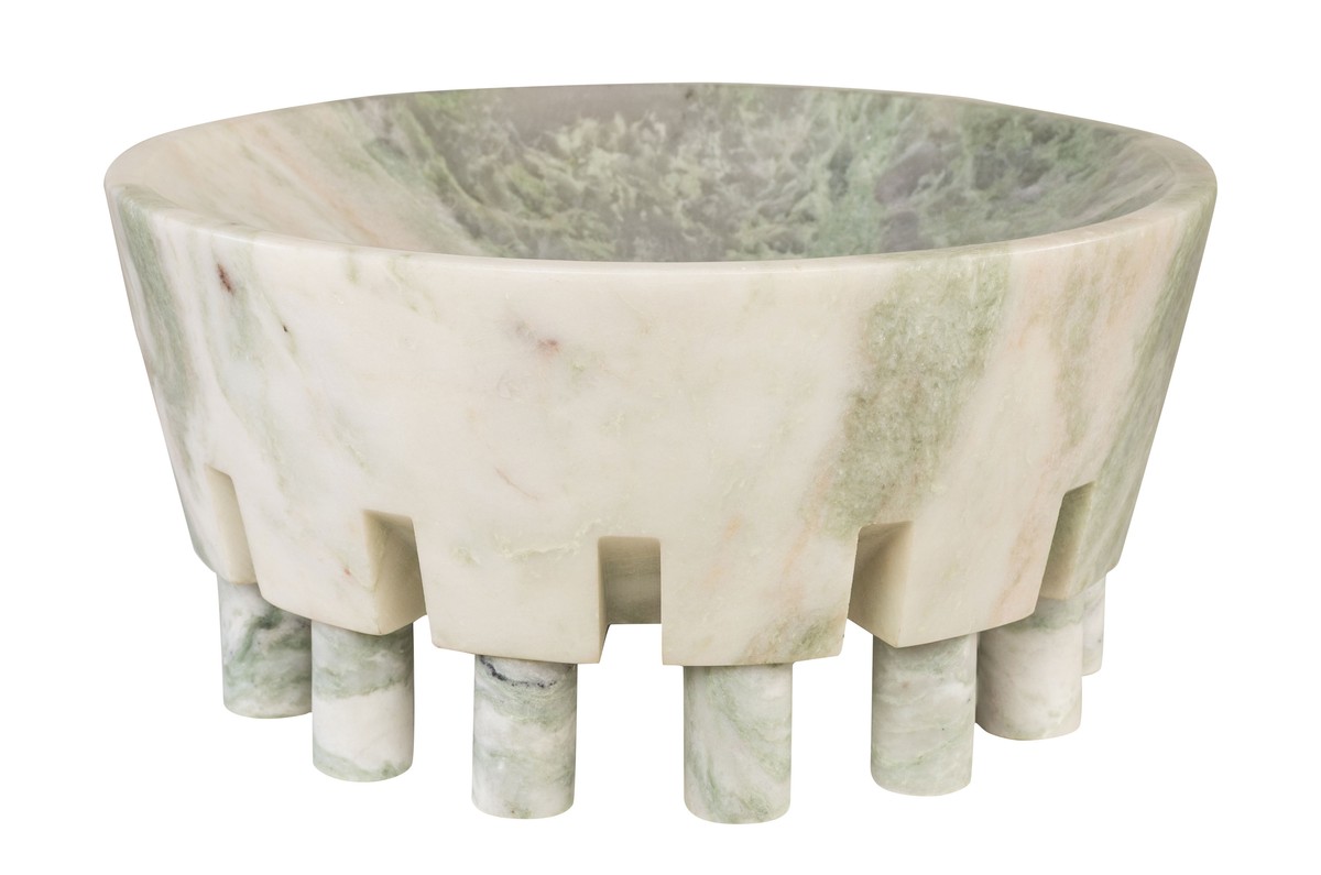 Casa Padrino Cuenco de Mármol de Lujo Verde 36 x 36 x H. 17,5 cm - Cuenco Grande sobre Pie en Forma de Columna de Ónix Indian Green de Alta Calidad - Accesorios Decorativos de Lujo Casa Padrino Cuenco de Mármol de Lujo Verde 36 x 36 x H. 17,5 cm - Cuenco Grande sobre Pie en Forma de Columna de Ónix Indian Green de Alta Calidad - Accesorios Decorativos de Lujo