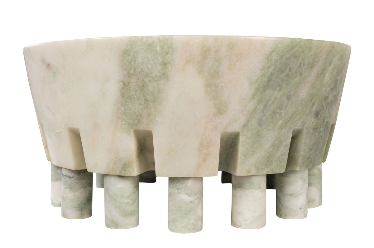 Casa Padrino Cuenco de Mármol de Lujo Verde 36 x 36 x H. 17,5 cm - Cuenco Grande sobre Pie en Forma de Columna de Ónix Indian Green de Alta Calidad - Accesorios Decorativos de Lujo Casa Padrino Cuenco de Mármol de Lujo Verde 36 x 36 x H. 17,5 cm - Cuenco Grande sobre Pie en Forma de Columna de Ónix Indian Green de Alta Calidad - Accesorios Decorativos de Lujo