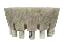Casa Padrino Cuenco de Mármol de Lujo Verde 36 x 36 x H. 17,5 cm - Cuenco Grande sobre Pie en Forma de Columna de Ónix Indian Green de Alta Calidad - Accesorios Decorativos de Lujo Casa Padrino Cuenco de Mármol de Lujo Verde 36 x 36 x H. 17,5 cm - Cuenco Grande sobre Pie en Forma de Columna de Ónix Indian Green de Alta Calidad - Accesorios Decorativos de Lujo